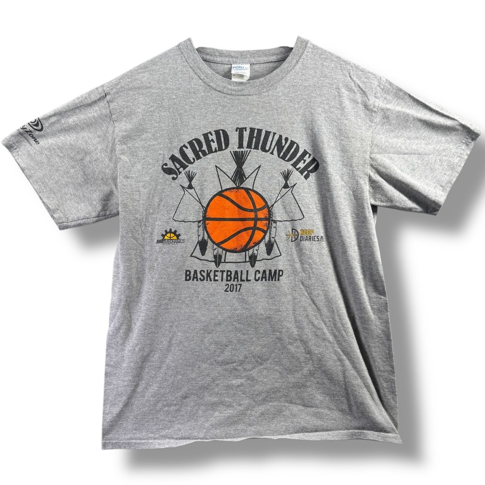 Sacred Thunder Basketball Camp 2017 Men's Size Medium M Gray Short Sleeve